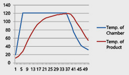 Temperature and Time Graph for 2-Step Sterilization of Steam-Air System